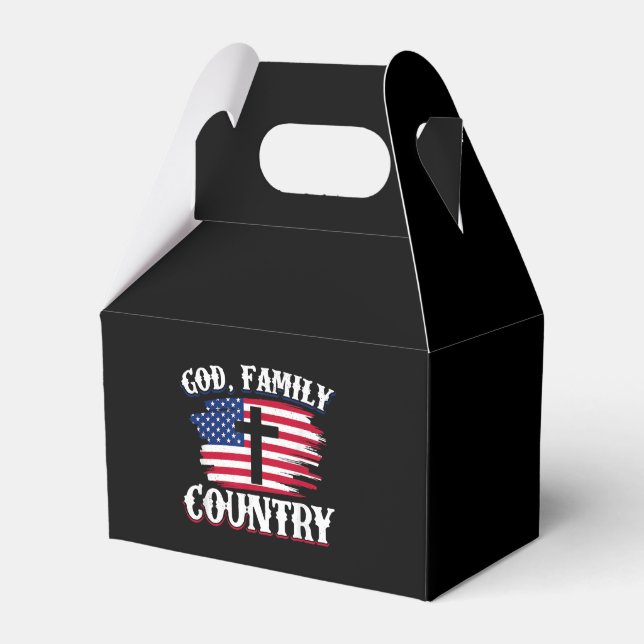 God Family Country American Flag Cross Christian P Favour Box (Front Side)