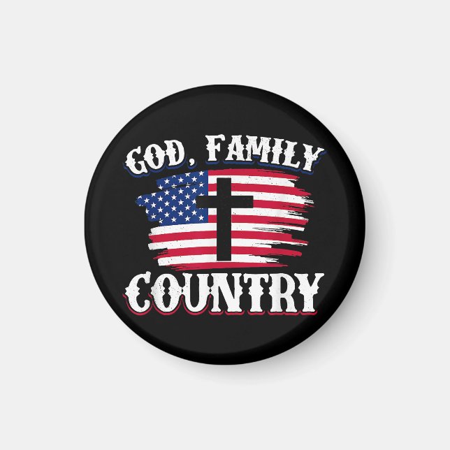 God Family Country American Flag Cross Christian P Magnet (Front)