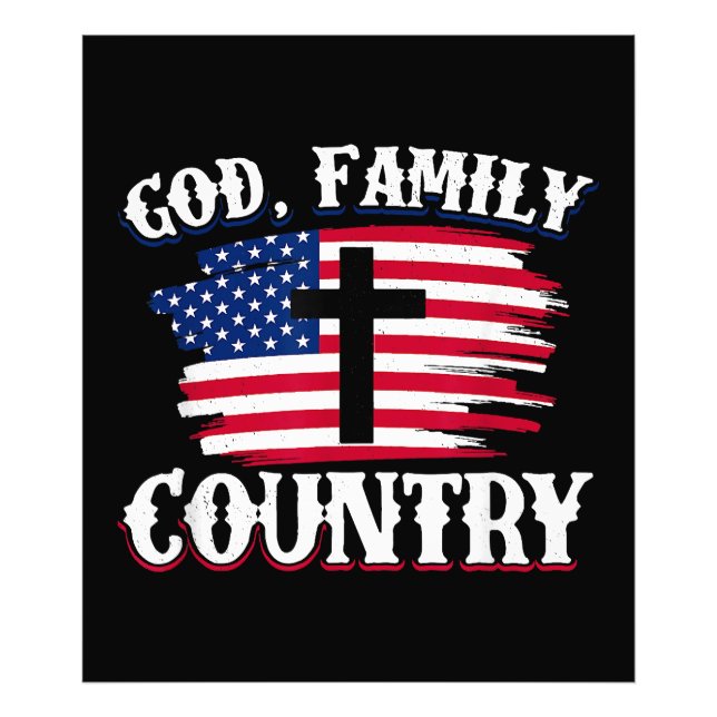 God Family Country American Flag Cross Christian P Photo Print (Front)