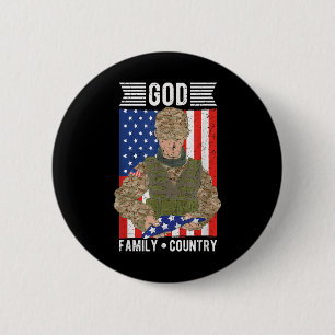 God Family Country American Us Flag Soldier Memori 6 Cm Round Badge