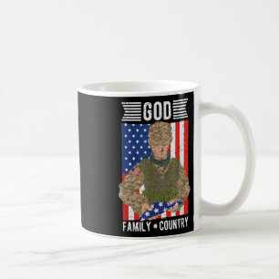 God Family Country American Us Flag Soldier Memori Coffee Mug