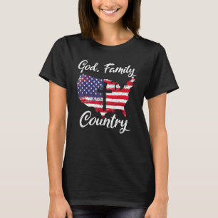 God Family Country Christian Cross Vintage Usa Ame T-Shirt