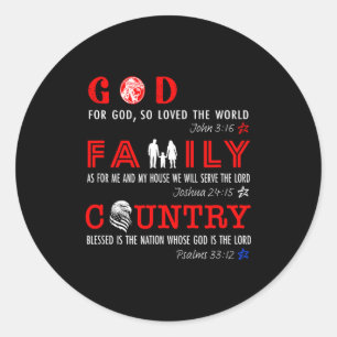God Family Country Classic Round Sticker