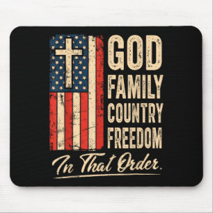 God Family Country Dom In That Order Usa Flag Chri Mouse Pad