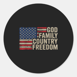 God Family Country Dom Patriotic Christian Usa Fla Classic Round Sticker