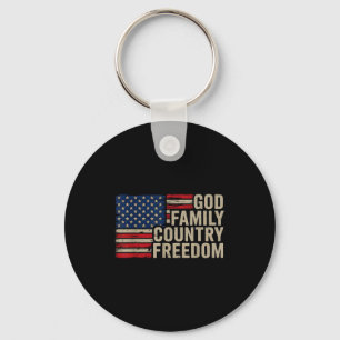 God Family Country Dom Patriotic Christian Usa Fla Key Ring
