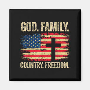 God Family Country Dom Usa Flag Cross  Magnet