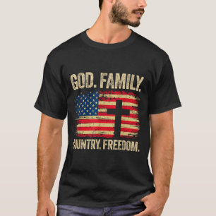 God Family Country Dom Usa Flag Cross T-Shirt