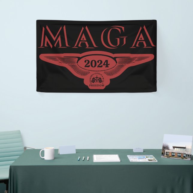 GOD FAMILY COUNTRY EAGLE WINGS TRUMP 2024 MAGA BANNER (Tradeshow)