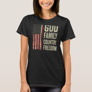 God Family Country Freedom - Patriotic USA Flag (O T-Shirt
