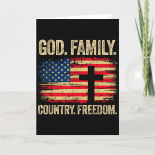 God Family Country Freedom Usa Flag Cross  Card