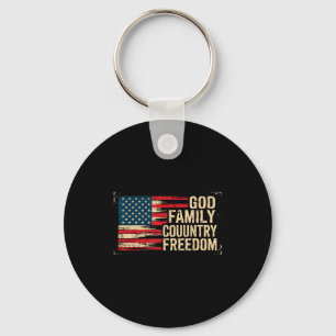 God Family Country Freedom Usa Flag Key Ring