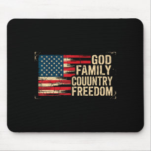 God Family Country Freedom Usa Flag Mouse Pad