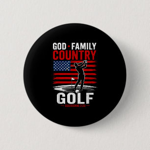 God family country golf patriotic christian faith 6 cm round badge