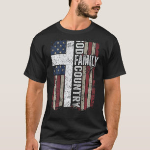 God Family Country - Patriotic Christian Cross USA T-Shirt