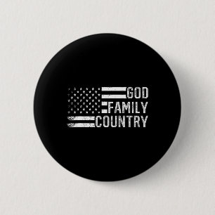 God Family Country - Patriotic Christian Us Flag 6 Cm Round Badge