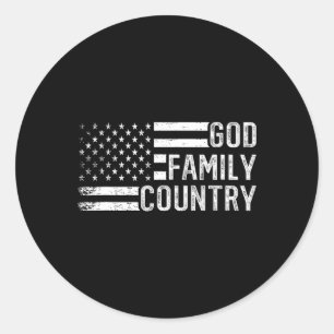 God Family Country - Patriotic Christian Us Flag  Classic Round Sticker