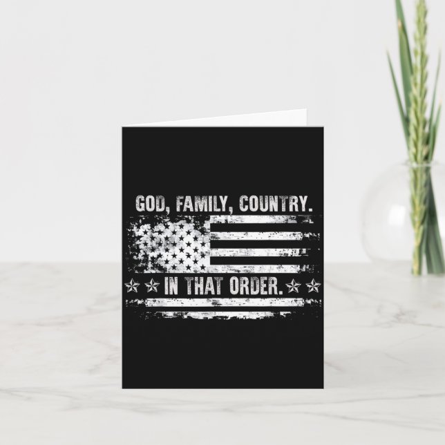 God Family Country Patriotic Faith Pride Usa For S Card (Front)