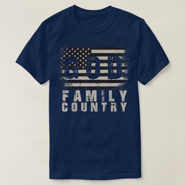 God Family Country Patriotic Proud Soldier USA Mem T-Shirt (Design Front)