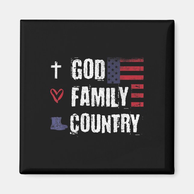 God Family Country Patriotic Veteran Soldier Memor Magnet (Front)
