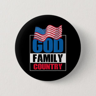 God Family Country Soldier Patriot US Flag Memoria 6 Cm Round Badge