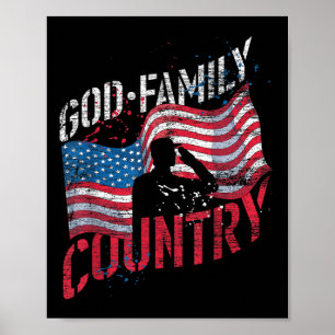 God Family Country Soldier Us Flag American Memori Poster