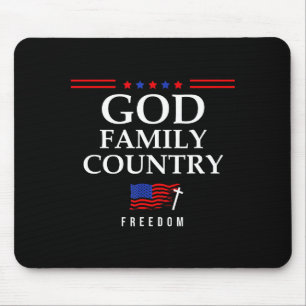 God Family Country Us Flag Christian Saying Dom Je Mouse Pad
