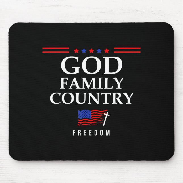 God Family Country Us Flag Christian Saying Dom Je Mouse Pad (Front)