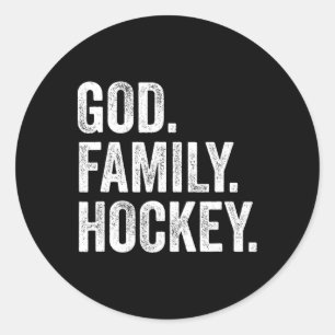 God Family Hockey Classic Round Sticker