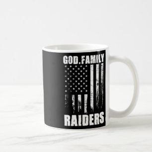 God. Family. Raiders. Vintage Usa Flag Coffee Mug