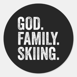 God Family Skiing Classic Round Sticker