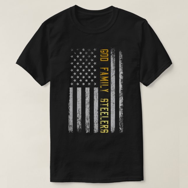 God family steelers - American flag papa veteran  T-Shirt (Design Front)