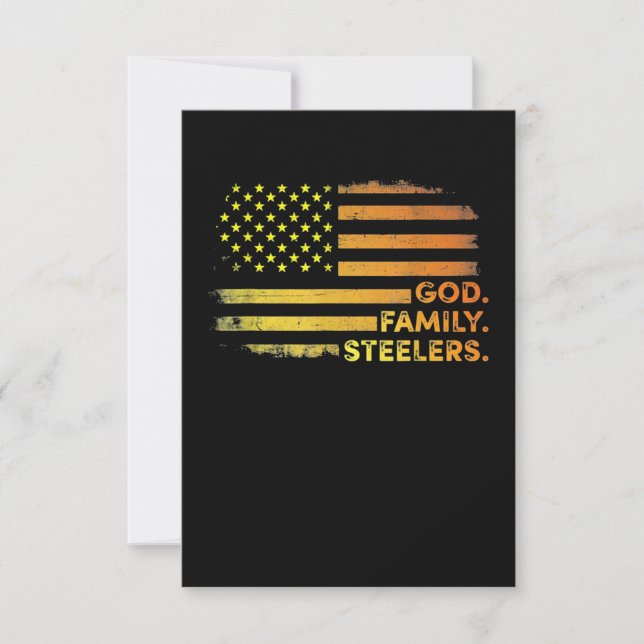 God Family Steelers Pro Us Flag Card (Front)