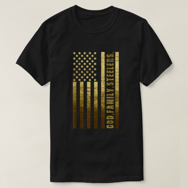 God Family Steelers Pro Us Flag Shirt Fathers Day  (Design Front)
