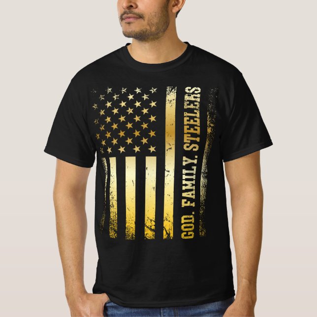 God Family Steelers Pro Us Flag Shirt Father's Day (Front)