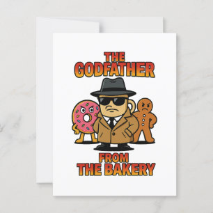 God Father from Bakery – Cartoon Coffee & Doughnut Postcard