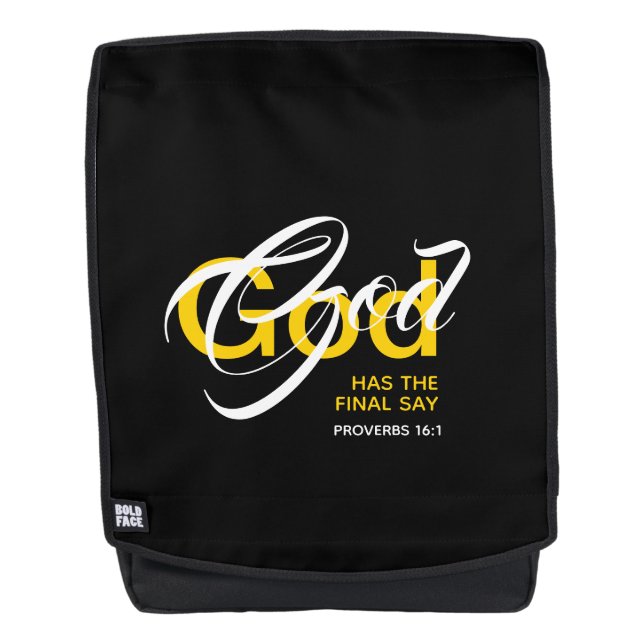 GOD FINAL SAY Proverbs Christian Scripture Black Backpack (Front)