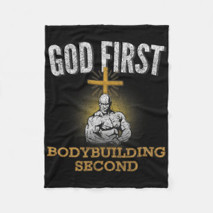 God First Bodybuilding Second Christian Gym Workou Fleece Blanket