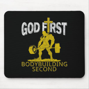 God First Bodybuilding Second Christian Gym Workou Mouse Pad