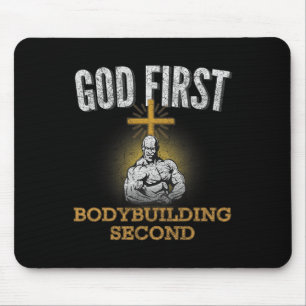 God First Bodybuilding Second Christian Gym Workou Mouse Pad
