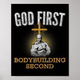 God First Bodybuilding Second Christian Gym Workou Poster