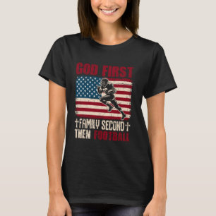 God First Family Second Then Football Christian Sp T-Shirt