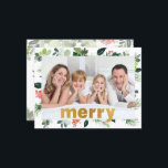 God Foil Merry Festive Greenery Personalised Photo Holiday Postcard<br><div class="desc">God Foil Merry Festive Greenery Personalised Photo Holiday Postcard.</div>
