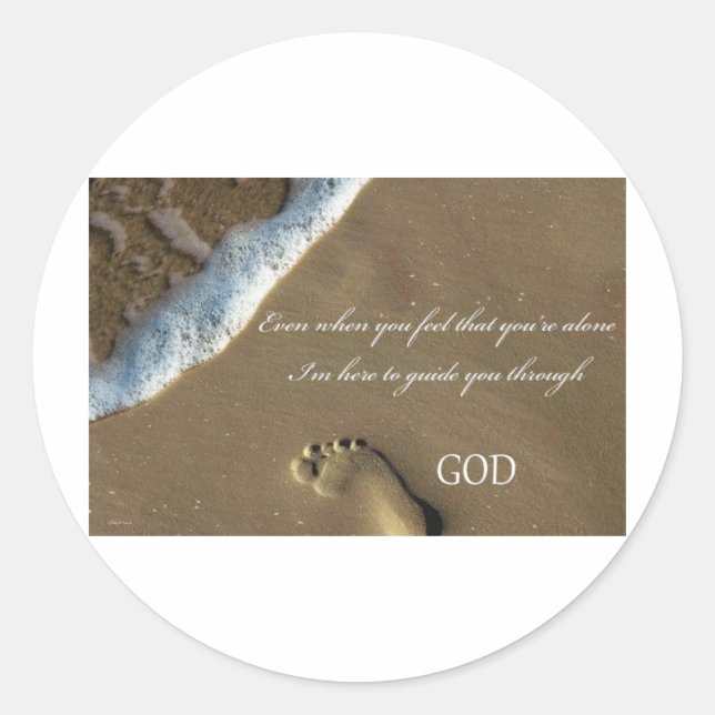 GOD footprint in Sand Classic Round Sticker (Front)