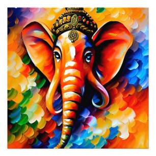 God Ganesha Colourful Painting Photo Print