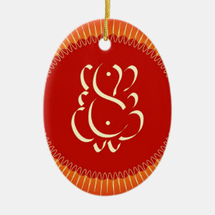 God Ganesha with sun rays Ceramic Ornament