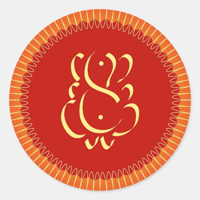God Ganesha with sun rays Classic Round Sticker (Front)