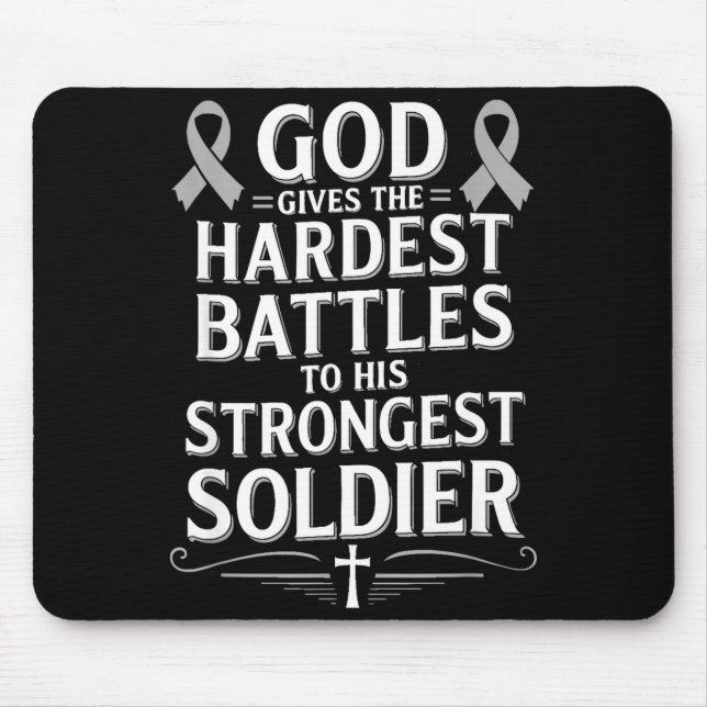 God Gives Hardest Battle Brain Scripture Design Mouse Pad (Front)