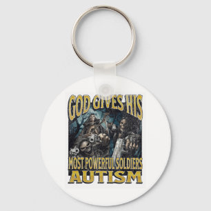 God Gives His Most Powerful Autism Funny Hard Skel Key Ring
