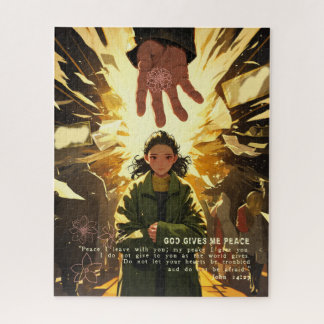 God Gives Me Peace - Christian Vintage Retro Anime Jigsaw Puzzle